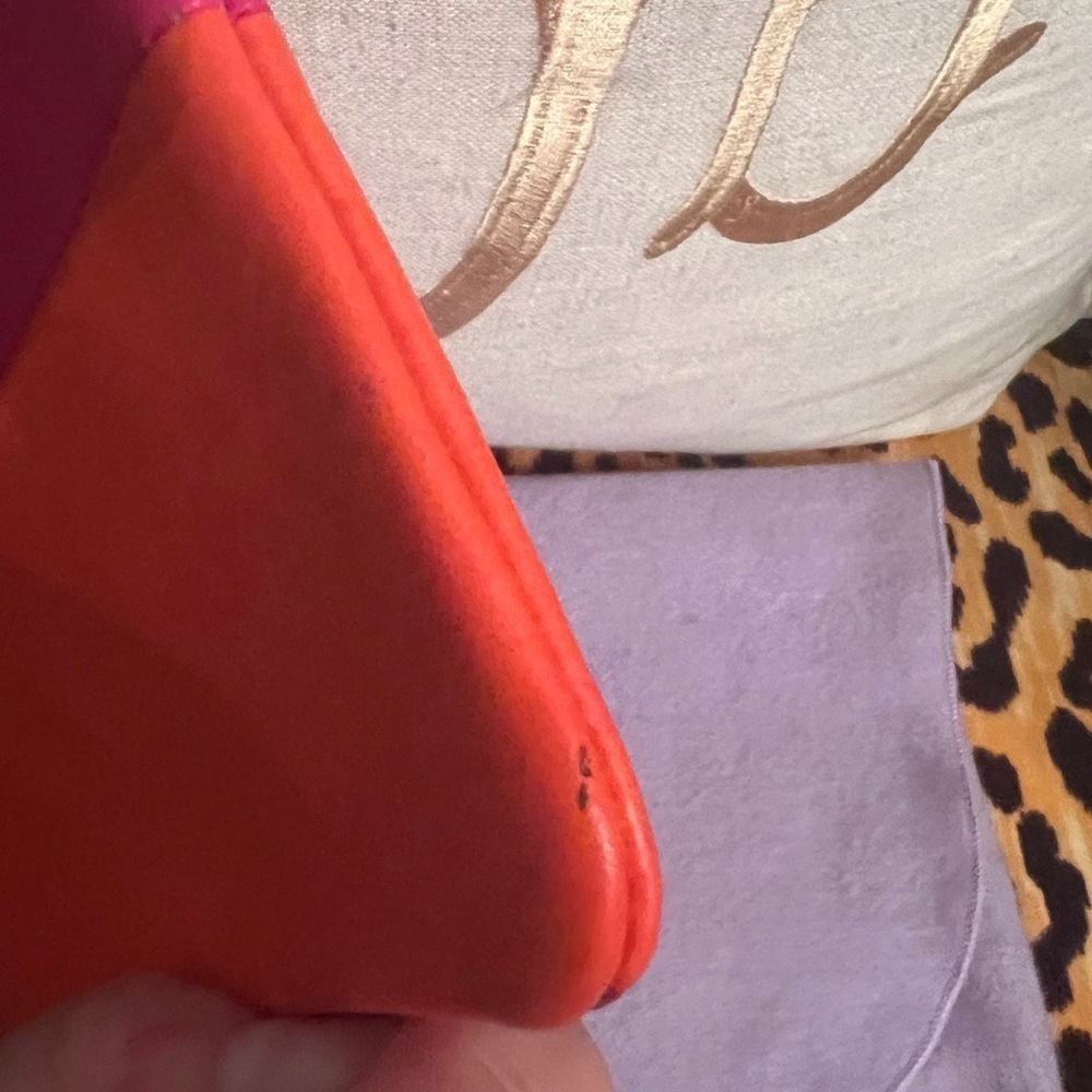 CELINE Clutch Hot Pink & Orange Color Blocking Soft Leather Pochette - Picture 11 of 13